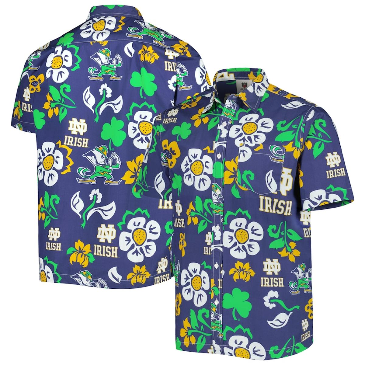 Notre Dame Fighting Irish Tropical Floral Custom Name Hawaiian Shirt