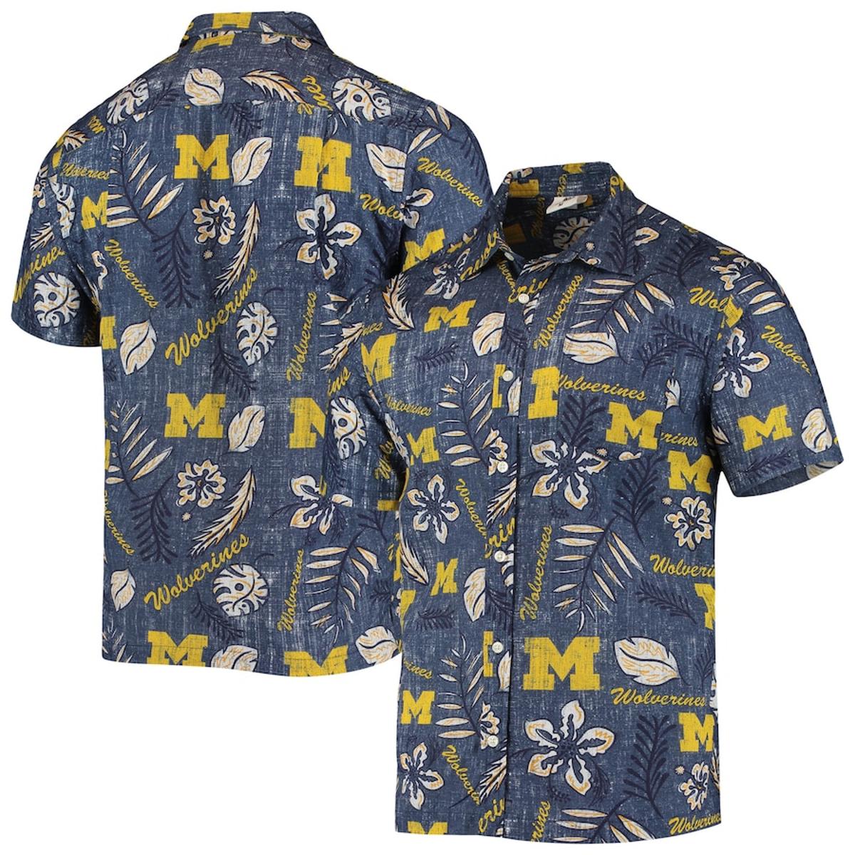 Men’s Wes & Willy Green State Spartans Vintage Floral Michigan Wolverines Hawaiian Shirt