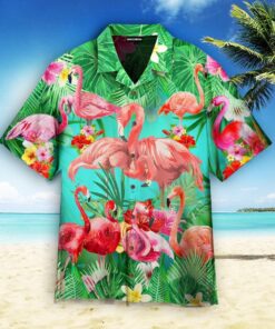 Why Fit In When You Were Born To Stand Out Mens Flamingo Hawaiian Shirt