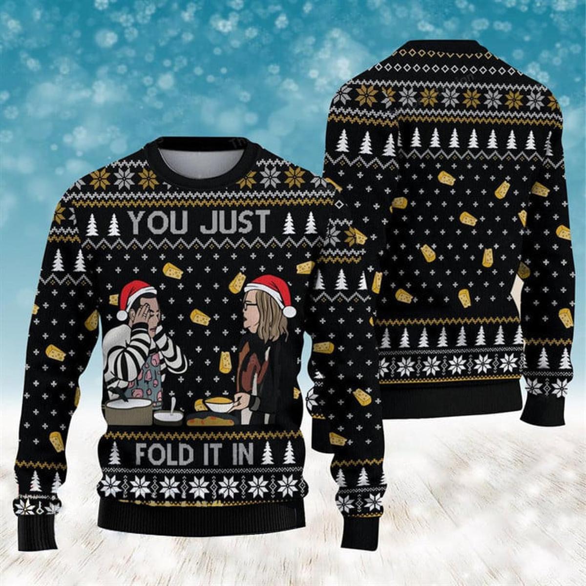 Fold The Cheese Schitt’s Creek Ugly Christmas Sweater